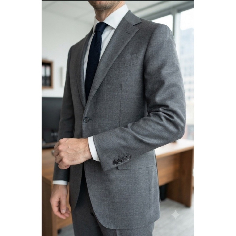 SuitSupply Lazio Blazer Jacket Wool Mens 40L Slim Gray Vitale Barbaris Canonico